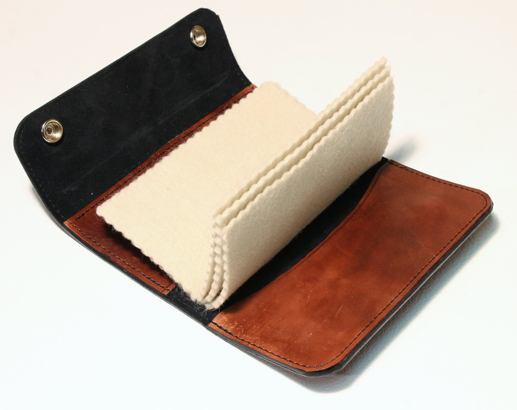 Full Leather Fly Fishing Wallet Lambs Wool Lined